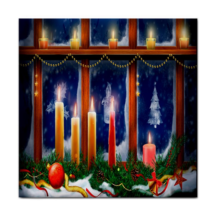 Christmas Lighting Candles Face Towel