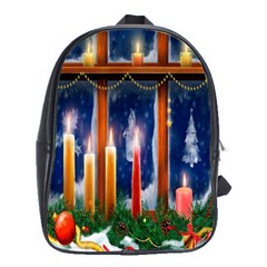 Christmas Lighting Candles School Bags(large)  by Nexatart