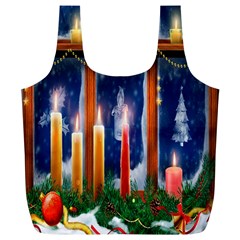 Christmas Lighting Candles Full Print Recycle Bags (l)  by Nexatart