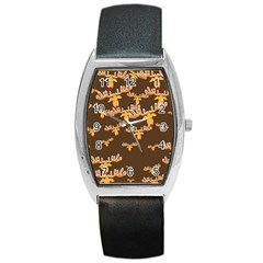 Christmas Reindeer Pattern Barrel Style Metal Watch by Nexatart