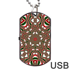 Christmas Kaleidoscope Dog Tag Usb Flash (one Side) by Nexatart