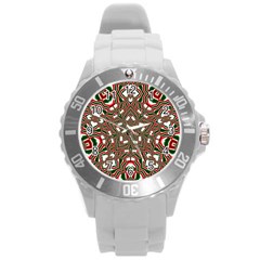 Christmas Kaleidoscope Round Plastic Sport Watch (l) by Nexatart
