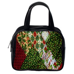 Christmas Quilt Background Classic Handbags (one Side) by Nexatart