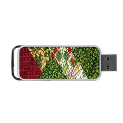 Christmas Quilt Background Portable Usb Flash (two Sides) by Nexatart