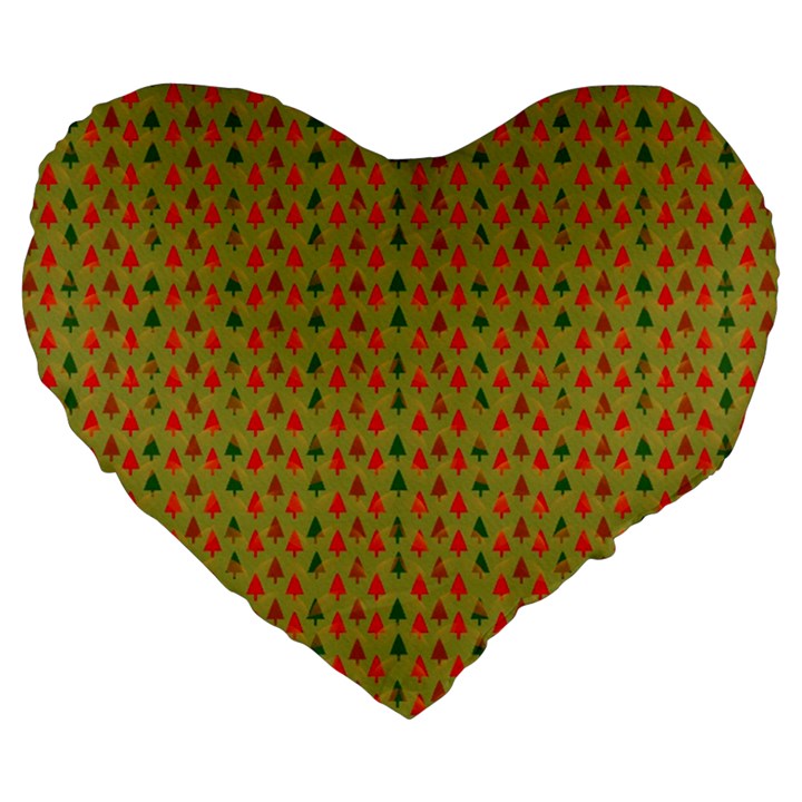 Christmas Trees Pattern Large 19  Premium Flano Heart Shape Cushions