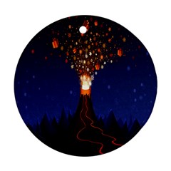 Christmas Volcano Round Ornament (two Sides) by Nexatart