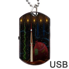 Christmas Xmas Bag Pattern Dog Tag USB Flash (Two Sides)