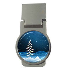 Christmas Xmas Fall Tree Money Clips (round)  by Nexatart