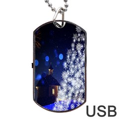 Christmas Card Christmas Atmosphere Dog Tag Usb Flash (two Sides)