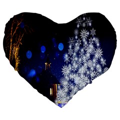 Christmas Card Christmas Atmosphere Large 19  Premium Heart Shape Cushions by Nexatart