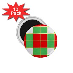 Christmas Fabric Textile Red Green 1 75  Magnets (10 Pack)  by Nexatart