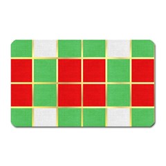 Christmas Fabric Textile Red Green Magnet (rectangular) by Nexatart
