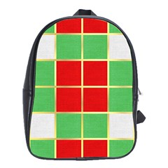 Christmas Fabric Textile Red Green School Bags (xl)  by Nexatart