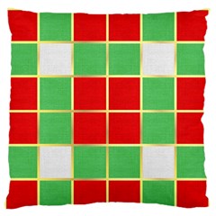 Christmas Fabric Textile Red Green Large Flano Cushion Case (two Sides) by Nexatart