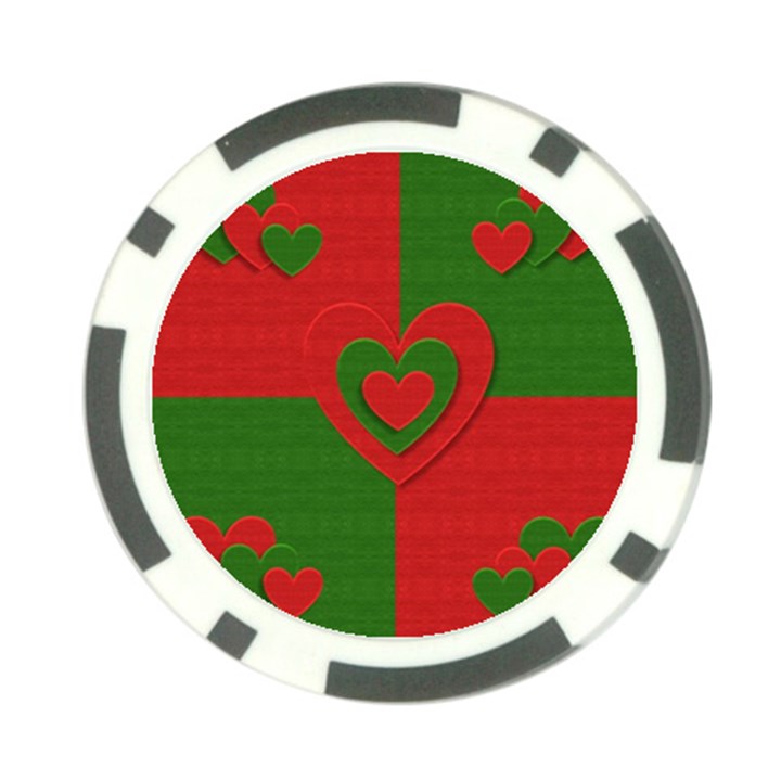 Christmas Fabric Hearts Love Red Poker Chip Card Guard