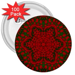 Christmas Kaleidoscope Art Pattern 3  Buttons (100 Pack)  by Nexatart