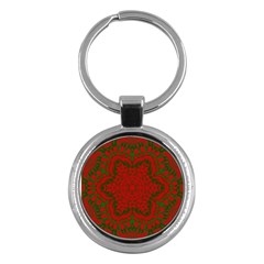 Christmas Kaleidoscope Art Pattern Key Chains (round)  by Nexatart