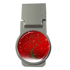 Christmas Modern Day Snow Star Red Money Clips (round)  by Nexatart