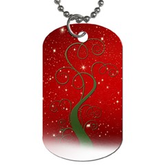 Christmas Modern Day Snow Star Red Dog Tag (two Sides) by Nexatart