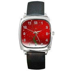 Christmas Modern Day Snow Star Red Square Metal Watch by Nexatart