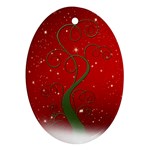 Christmas Modern Day Snow Star Red Oval Ornament (Two Sides) Back