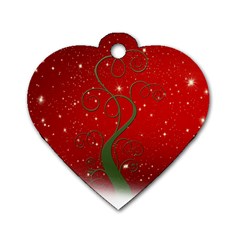 Christmas Modern Day Snow Star Red Dog Tag Heart (two Sides) by Nexatart