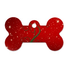 Christmas Modern Day Snow Star Red Dog Tag Bone (one Side) by Nexatart
