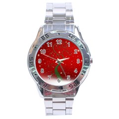 Christmas Modern Day Snow Star Red Stainless Steel Analogue Watch by Nexatart