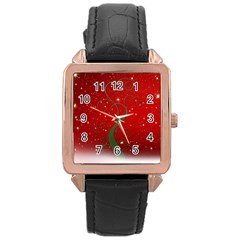 Christmas Modern Day Snow Star Red Rose Gold Leather Watch  by Nexatart