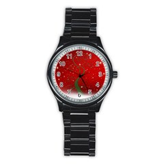 Christmas Modern Day Snow Star Red Stainless Steel Round Watch