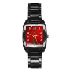 Christmas Modern Day Snow Star Red Stainless Steel Barrel Watch by Nexatart