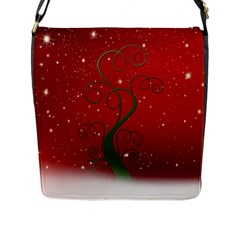 Christmas Modern Day Snow Star Red Flap Messenger Bag (l)  by Nexatart