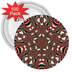 Christmas Kaleidoscope 3  Buttons (100 Pack)  by Nexatart