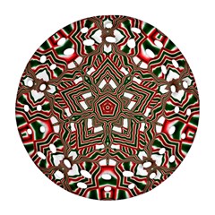 Christmas Kaleidoscope Round Filigree Ornament (two Sides) by Nexatart