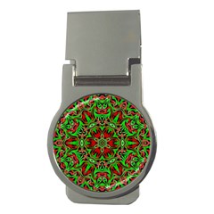 Christmas Kaleidoscope Pattern Money Clips (round)  by Nexatart