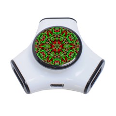 Christmas Kaleidoscope Pattern 3-port Usb Hub by Nexatart