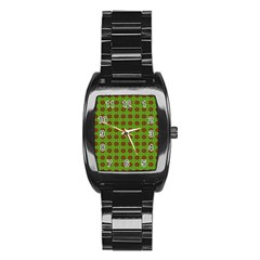 Christmas Paper Wrapping Patterns Stainless Steel Barrel Watch