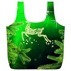 Christmas Reindeer Happy Decoration Full Print Recycle Bags (l)  by Nexatart