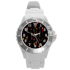 Christmas Star Advent Golden Round Plastic Sport Watch (l) by Nexatart