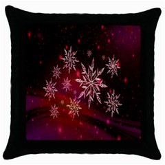 Christmas Snowflake Ice Crystal Throw Pillow Case (black) by Nexatart