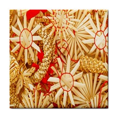 Christmas Straw Xmas Gold Tile Coasters