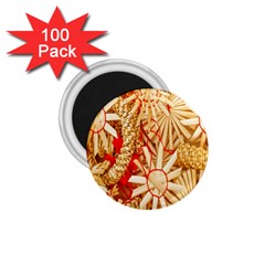 Christmas Straw Xmas Gold 1 75  Magnets (100 Pack)  by Nexatart