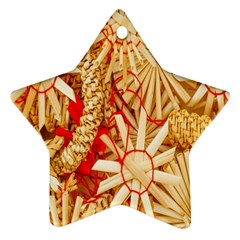 Christmas Straw Xmas Gold Star Ornament (two Sides) by Nexatart