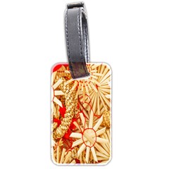 Christmas Straw Xmas Gold Luggage Tags (two Sides) by Nexatart