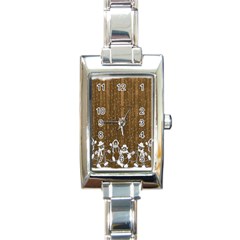 Christmas Snowmen Rustic Snow Rectangle Italian Charm Watch by Nexatart