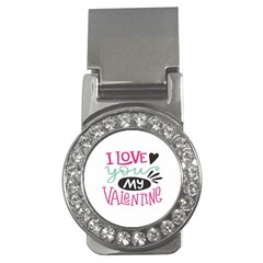I Love You My Valentine (white) Our Two Hearts Pattern (white) Money Clips (cz)  by FashionFling