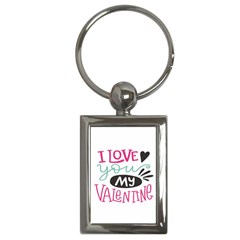I Love You My Valentine (white) Our Two Hearts Pattern (white) Key Chains (rectangle)  by FashionFling