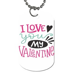 I Love You My Valentine (white) Our Two Hearts Pattern (white) Dog Tag (two Sides) by FashionFling
