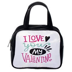 I Love You My Valentine (white) Our Two Hearts Pattern (white) Classic Handbags (one Side) by FashionFling