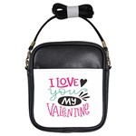 I Love You My Valentine (white) Our Two Hearts Pattern (white) Girls Sling Bags Front